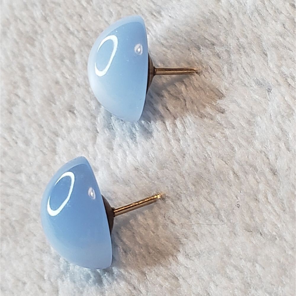 Beaded Half Dome Pierced Earrings, Blue